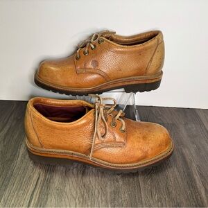🔥Vintage Chippewa Brown Leather Work Oxford Shoes Men’s 7.5D Vibram Gumlite USA